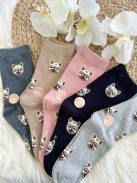 Sosete elastice, pufoase, respirabile, 100% bumbac, fără cusături, cu model. (În mărimile 35-38 și 38-41.)