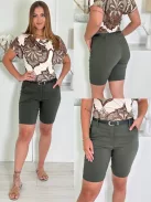 Pantaloni trei sferturi extra elastici, cu buzunare