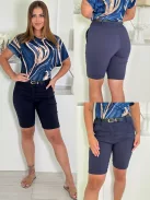 Pantaloni trei sferturi extra elastici, cu buzunare