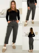 Pantaloni mom fit cu curea