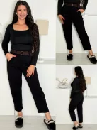 Pantaloni mom fit cu curea