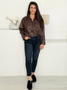 Jachetă oversize din piele ecologică