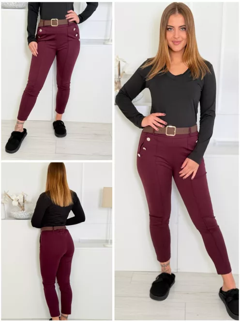 Pantaloni eleganți cu dungă și curea