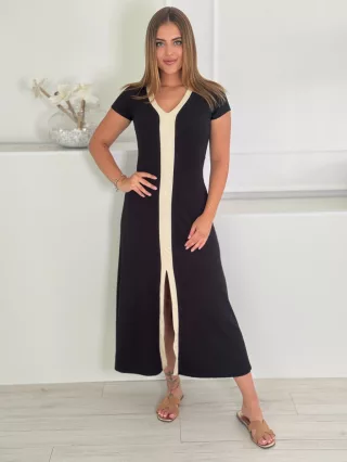 Rochie maxi reiată din material elastic
