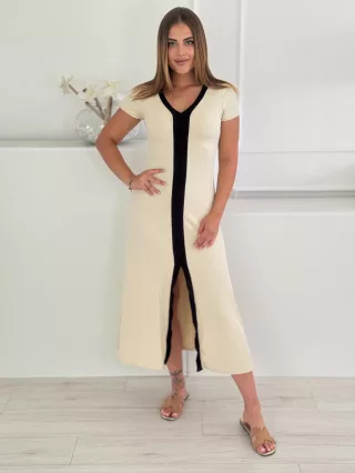 Rochie maxi reiată din material elastic