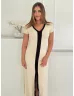 Rochie maxi reiată din material elastic