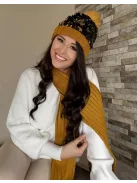 Căciulă groasă tricotată, călduroasă, cu ciucure și paiete