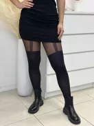 Dres elastic, 20/40 DEN, cu model tip ciorapi cu bandă adezivă.