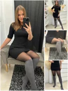 Dres elastic, 20/60 DEN, cu efect de șosete peste genunchi.