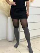 Dres elastic, 20/60 DEN, cu efect de șosete peste genunchi.