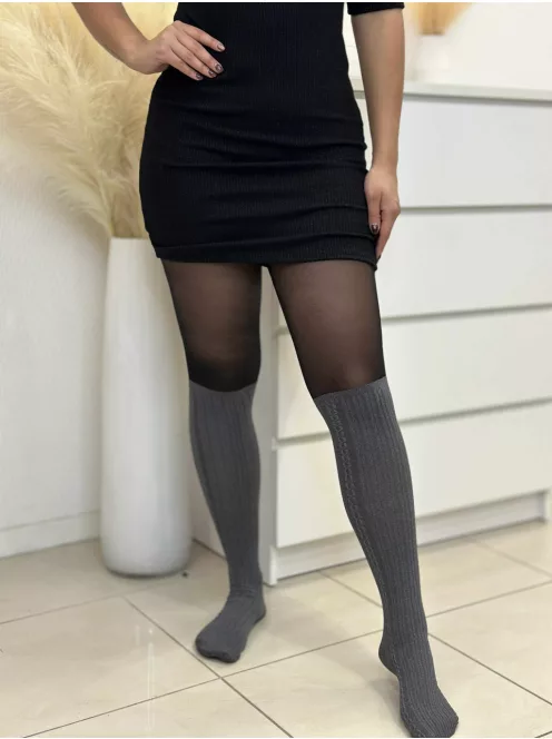 Dres elastic, 20/60 DEN, cu efect de șosete peste genunchi.