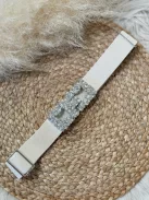 Curea strălucitoare, elastică, cu mărime reglabilă, decorată cu pietre