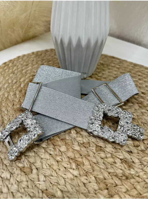 Curea strălucitoare, elastică, cu mărime reglabilă, decorată cu pietre