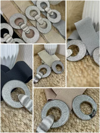 Curea elastică, strălucitoare, decorată cu pietre