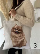 Geantă din pânză cu model. Lățime: 44 cm Înălțime: 40,5 cm.