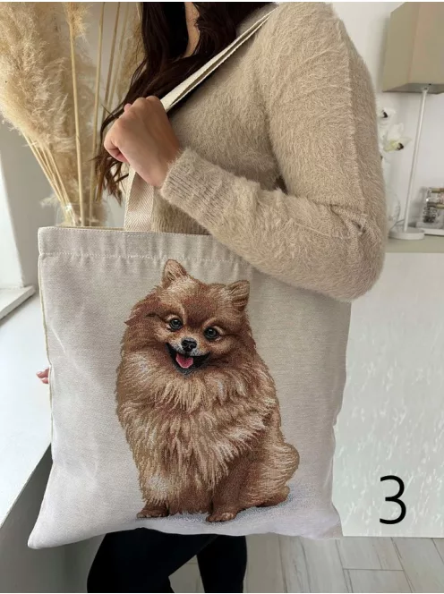 Geantă din pânză cu model. Lățime: 44 cm Înălțime: 40,5 cm.