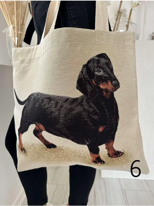 Geantă din pânză cu model. Lățime: 44 cm Înălțime: 40,5 cm.