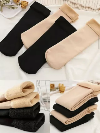   Șosete termice din bumbac, elastice, îmblănite în interior, moi și călduroase. 1 pachet / 2 perechi. (Recomandat pentru mărimile 35-41.)