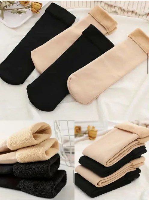 Șosete termice din bumbac, elastice, îmblănite în interior, moi și călduroase. 1 pachet / 2 perechi. (Recomandat pentru mărimile 35-41.)