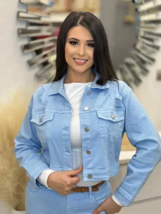 Geacă de blugi elastică, cu rupturi