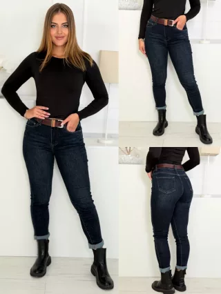 Blugi skinny cu curea