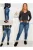 Blugi mom fit extra elastici cu curea