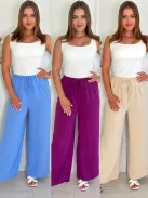 Pantaloni lejeri cu talie înaltă și cordon