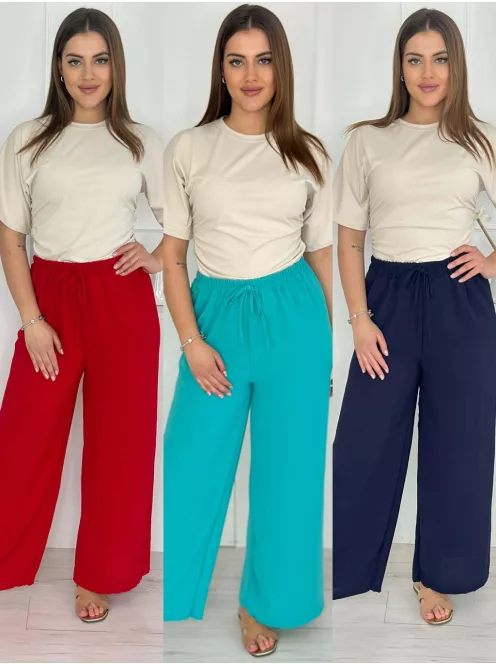 Pantaloni lejeri cu talie înaltă și cordon