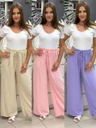 Pantaloni lejeri cu talie înaltă și cordon