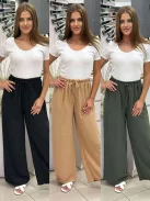 Pantaloni lejeri cu talie înaltă și cordon