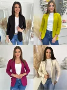 Material elastic, neîntărit, cu buzunare, blazer de primăvară. (Recomandat pentru mărimile S-L.)