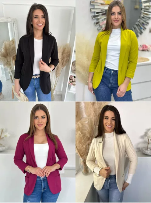 Material elastic, neîntărit, cu buzunare, blazer de primăvară. (Recomandat pentru mărimile S-L.)