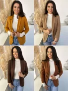 Material elastic, neîntărit, cu buzunare, blazer de primăvară. (Recomandat pentru mărimile S-L.)