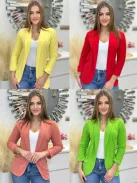 Material elastic, neîntărit, cu buzunare, blazer de primăvară. (Recomandat pentru mărimile S-L.)