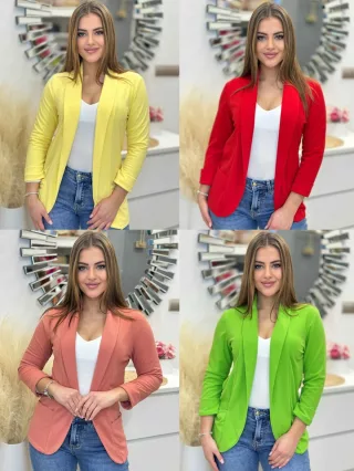   Material elastic, neîntărit, cu buzunare, blazer de primăvară. (Recomandat pentru mărimile S-L.)