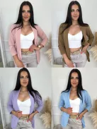 Material elastic, neîntărit, cu buzunare, blazer de primăvară. (Recomandat pentru mărimile S-L.)