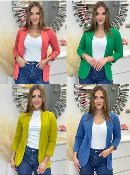 Material elastic, neîntărit, cu buzunare, blazer de primăvară. (Recomandat pentru mărimile S-L.)