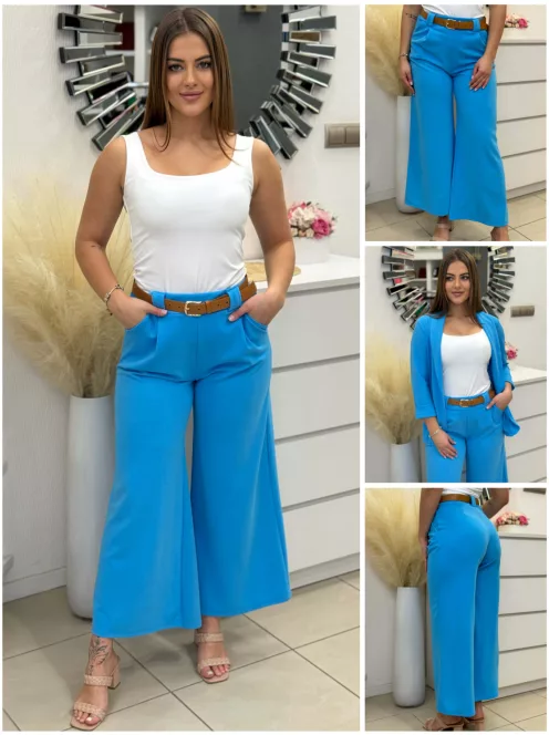 Pantaloni eleganți cu buzunare și curea