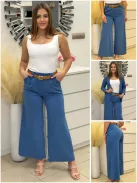 Pantaloni eleganți cu buzunare și curea