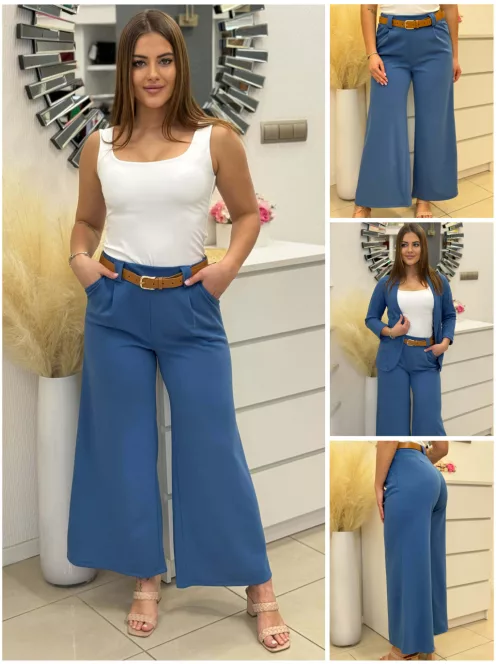 Pantaloni eleganți cu buzunare și curea