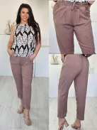 Pantaloni lejeri cu talie înaltă și cordon