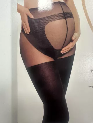   Ciorapi dezvoltați pentru femeile însărcinate, cu o structură specială în zona abdomenului pentru susținerea burticii, confecționați dintr-un fir de Lycra Satin Sheers extrem de elastic.