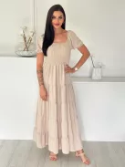 Rochie maxi lejeră cu volane și bust elastic