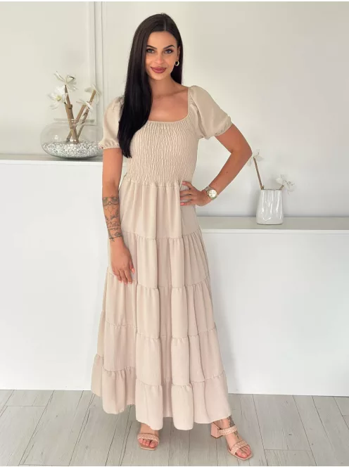 Rochie maxi lejeră cu volane și bust elastic