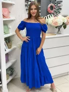 Rochie maxi lejeră cu volane și bust elastic