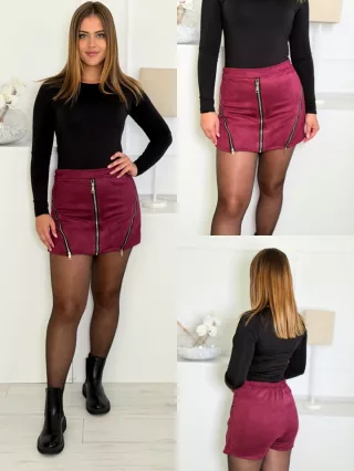 Fustă-pantalon cu aspect de piele întoarsă