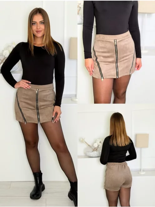 Fustă-pantalon cu aspect de piele întoarsă