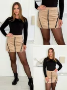 Fustă-pantalon cu aspect de piele întoarsă