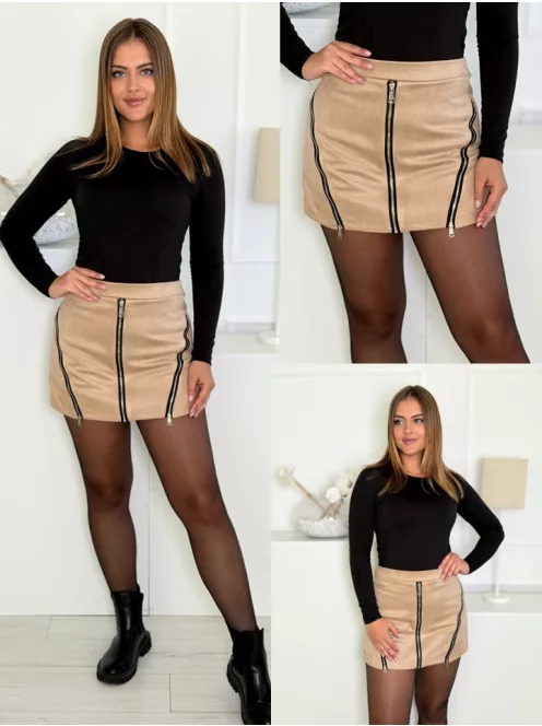 Fustă-pantalon cu aspect de piele întoarsă