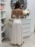 Rochie maxi elegantă premium, din material lucios